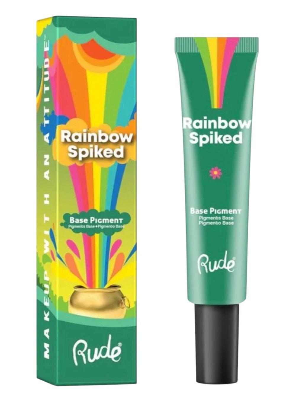 New Rude Cosmetics Green Rainbow Spiked Base Primer Pigment Enhancer Intensifier